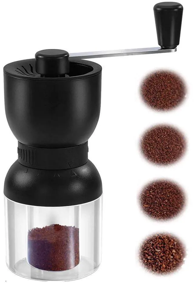 Main image of Manual Coffee Grinder with Ceramic Burrs, Hand Coffee Bean Grinder with 2 Containers Adjustable Coarseness for Home, Office and Travelling