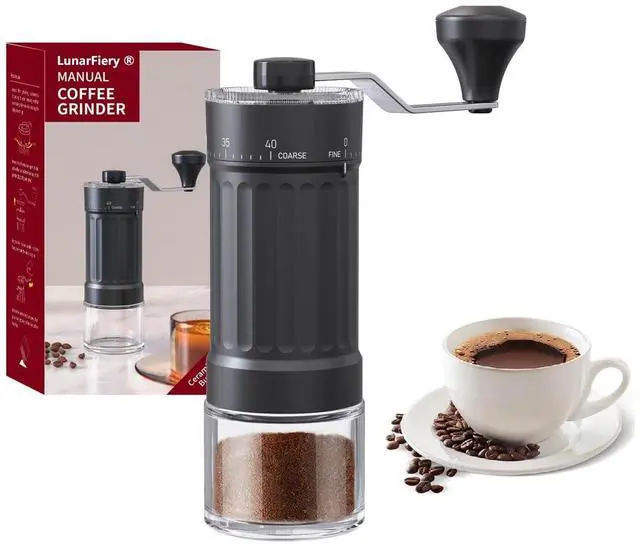 Main image of Manual Coffee Bean Grinder, Hand Coffee Grinder with Ceramic Burr & 40 Adjustable Settings, Portable Hand Crank Small Coffee Grinder for Espresso, Travel & Camping