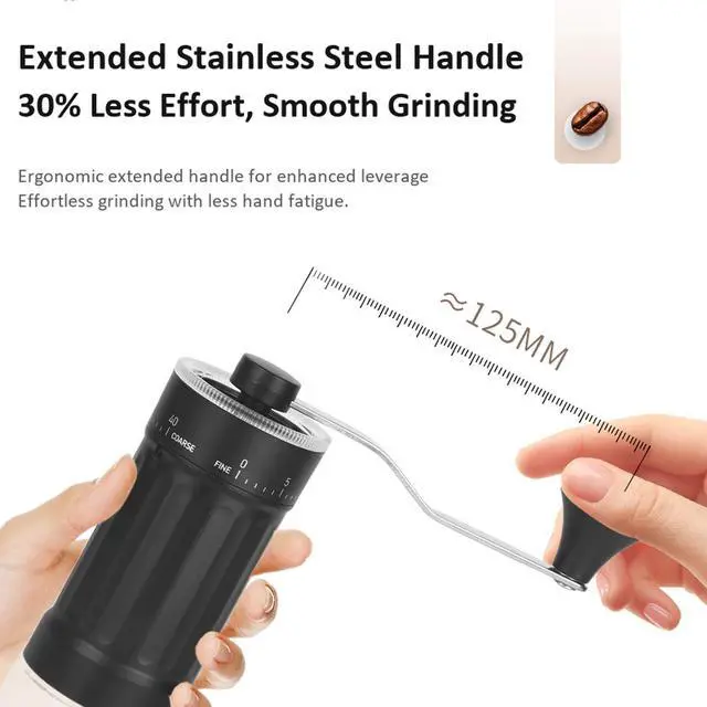 Alt view image 4 of 7 - Manual Coffee Bean Grinder, Hand Coffee Grinder with Ceramic Burr & 40 Adjustable Settings, Portable Hand Crank Small Coffee Grinder for Espresso, Travel & Camping