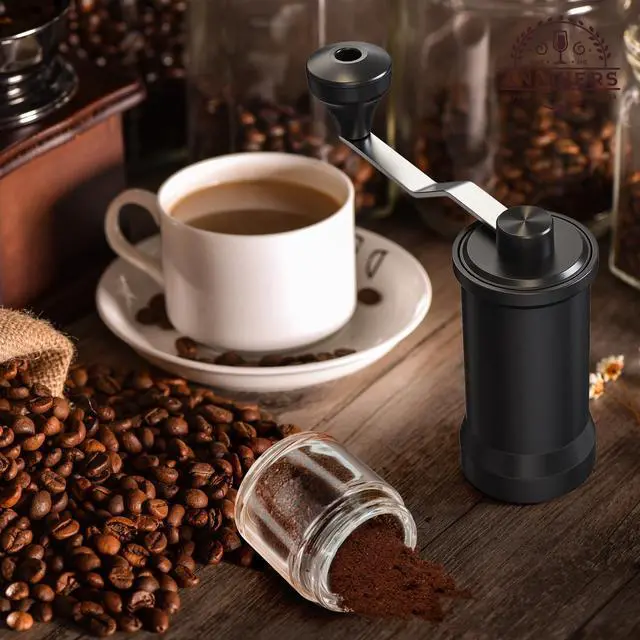 Alt view image 3 of 7 - Manual Coffee Grinder Hand Coffee Bean Grinder Burr Grinder, Adjustable Coarseness Ceramic Burr Glass Jar Stainless Steel Crank Brush, for Espresso French Press Drip, Moulin à Café Manuel