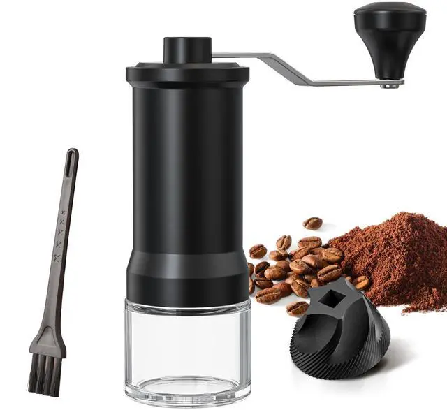 Main image of Manual Coffee Grinder Hand Coffee Bean Grinder Burr Grinder, Adjustable Coarseness Ceramic Burr Glass Jar Stainless Steel Crank Brush, for Espresso French Press Drip, Moulin à Café Manuel