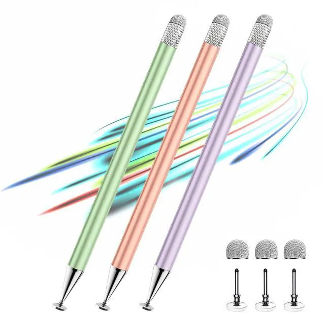 Main image of Stylus Pen for Touchscreen,3pcs 2in1 High Precision Sensitivity Stylus, Suitable for iPhone/ipad/Android Stylus for ipad,Compatible with Touch(Green/Purple/Rose Gold + 4Tips)