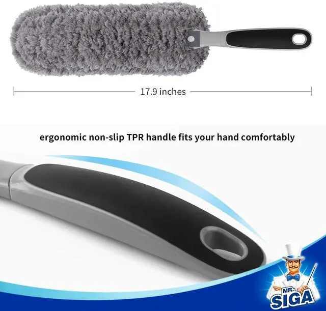 Alt view image 3 of 7 - Lint Free Microfiber Duster, Washable Duster for Household Cleaning Gray