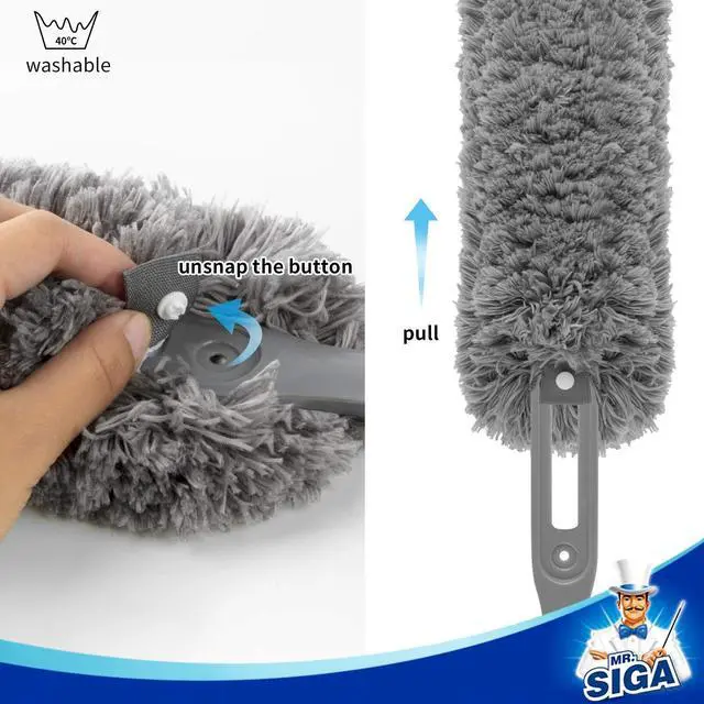 Alt view image 7 of 7 - Lint Free Microfiber Duster, Washable Duster for Household Cleaning Gray
