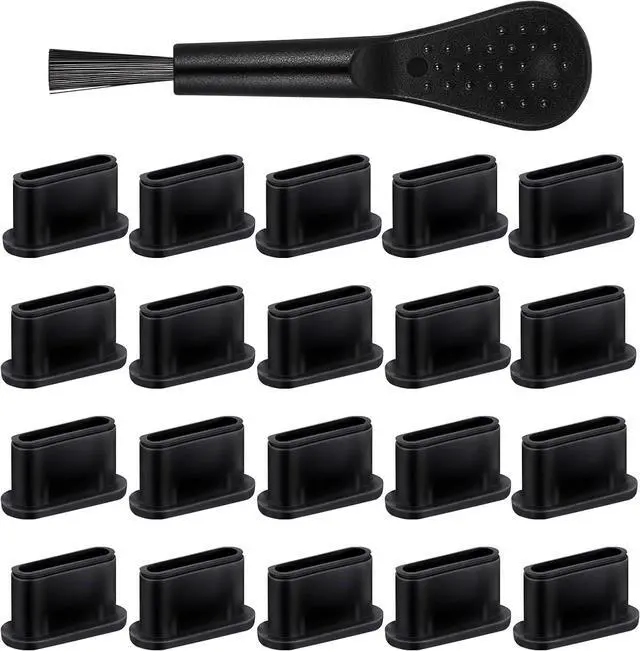 Main image of 20 Pcs USB C Plug Cover Dust Plug Black Silicone Anti Dust Plug Type C Port Protection Cap USB C Dust Cover Charging Port Protectors with Plastic Cleaning Brush for Most Type C Mobile Phone Tablet