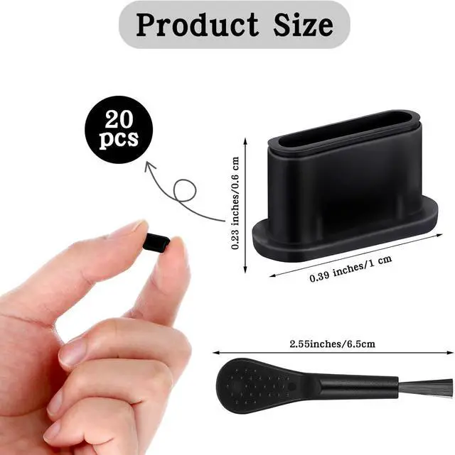 Alt view image 2 of 7 - 20 Pcs USB C Plug Cover Dust Plug Black Silicone Anti Dust Plug Type C Port Protection Cap USB C Dust Cover Charging Port Protectors with Plastic Cleaning Brush for Most Type C Mobile Phone Tablet