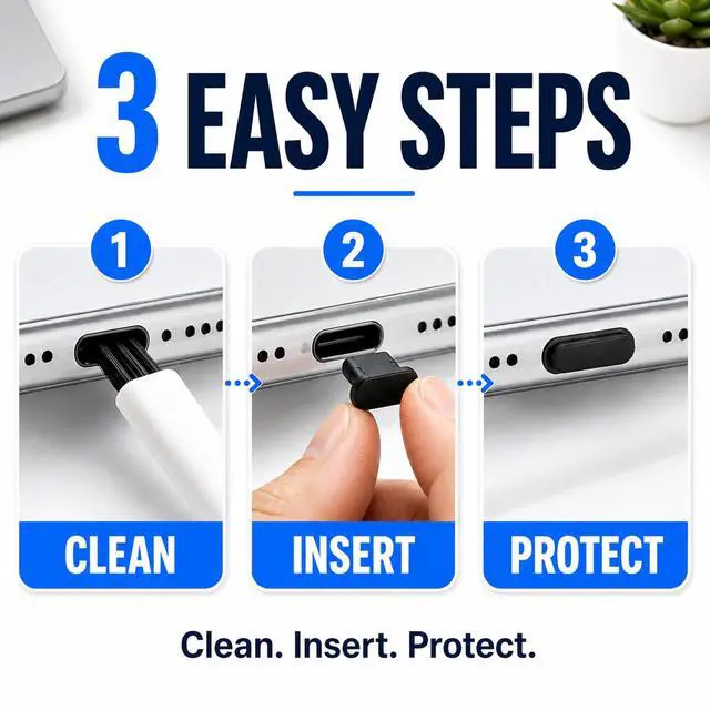 Alt view image 5 of 7 - USB C Dust Plugs Keep Charging Ports Clean for iPhone 15 16 17, Kindle, Samsung, Pixel, MacBook and Android Devices | 10 Pack Port Cover Set with Cleaning Brush (Black)