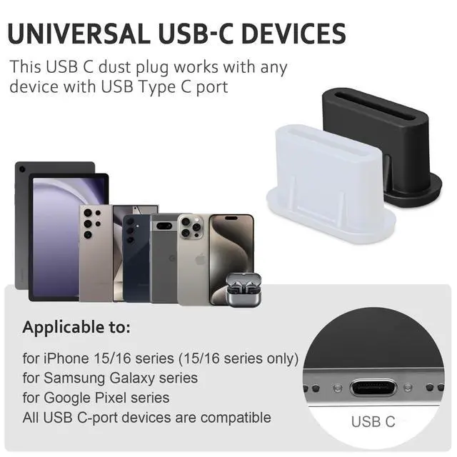 Alt view image 2 of 6 - USB C Dust Plug, Type-C Charging Port Cover Silicone USB C Plug Cover | 20 Pack USB C Cover Protect Charging Ports Clean for iPhone 15 16 17, Kindle, Pixel,Samsung Galaxy , Note, All USB C Devices