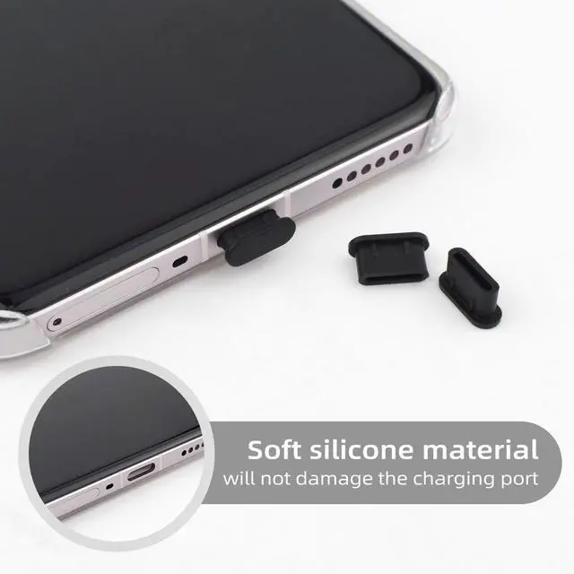 Alt view image 4 of 7 - 50 Pack Type C Anti Dust Plugs USB C Dust Cover Silicone USB C Dust Plug Type-C Charging Port Protector Compatible with iPhone 15 Samsung Galaxy S20 S21 S22 S23 Pixel MacBook USB C Cover Cap (Black)