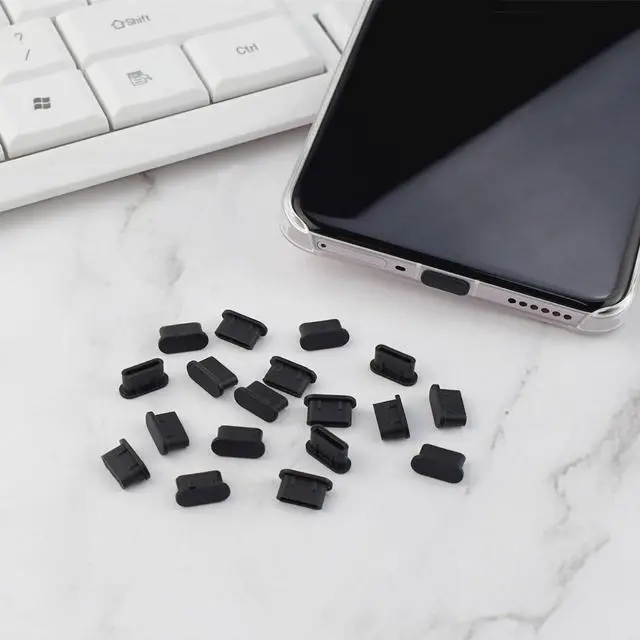 Alt view image 7 of 7 - 50 Pack Type C Anti Dust Plugs USB C Dust Cover Silicone USB C Dust Plug Type-C Charging Port Protector Compatible with iPhone 15 Samsung Galaxy S20 S21 S22 S23 Pixel MacBook USB C Cover Cap (Black)