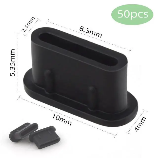 Alt view image 6 of 7 - 50 Pack Type C Anti Dust Plugs USB C Dust Cover Silicone USB C Dust Plug Type-C Charging Port Protector Compatible with iPhone 15 Samsung Galaxy S20 S21 S22 S23 Pixel MacBook USB C Cover Cap (Black)
