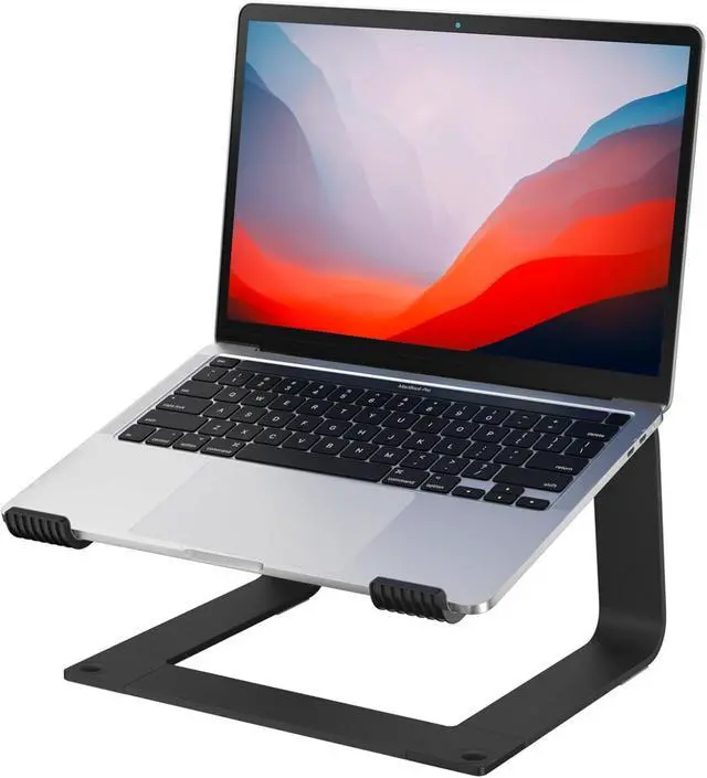 Main image of GleYo Laptop Stand for Desk Detachable Aluminum Computer Riser Portable Metal Notebook Printer Stand Holder Compatible with MacBook Air, Pro, Dell, HP, Lenovo and All 10-16" Laptops, Black