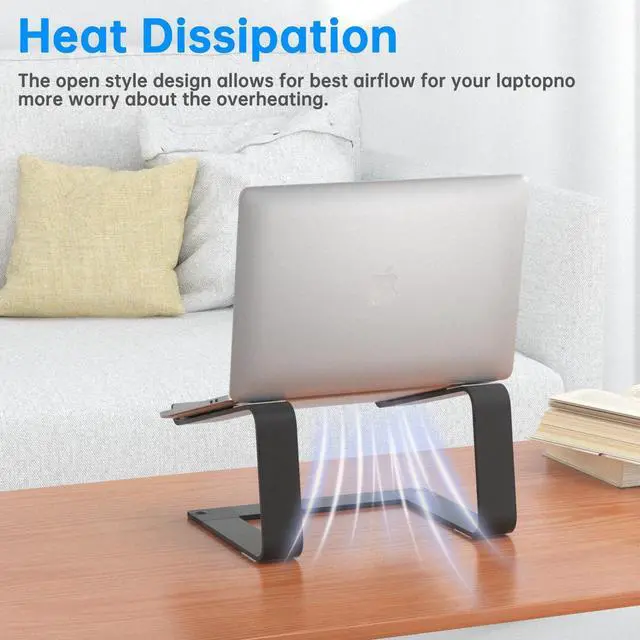 Alt view image 4 of 7 - GleYo Laptop Stand for Desk Detachable Aluminum Computer Riser Portable Metal Notebook Printer Stand Holder Compatible with MacBook Air, Pro, Dell, HP, Lenovo and All 10-16" Laptops, Black