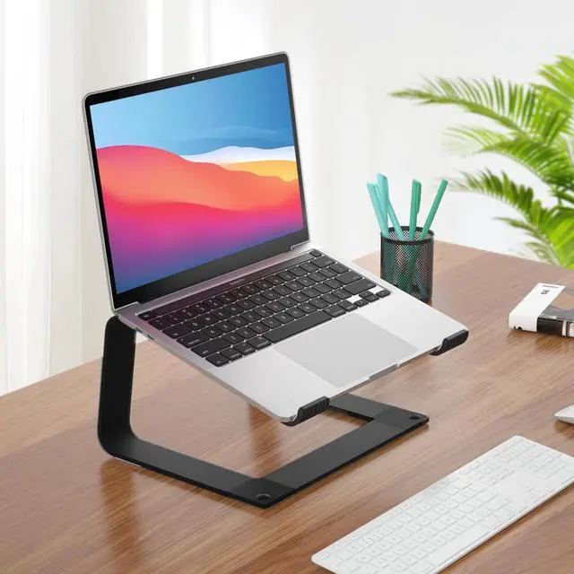 Alt view image 6 of 7 - GleYo Laptop Stand for Desk Detachable Aluminum Computer Riser Portable Metal Notebook Printer Stand Holder Compatible with MacBook Air, Pro, Dell, HP, Lenovo and All 10-16" Laptops, Black
