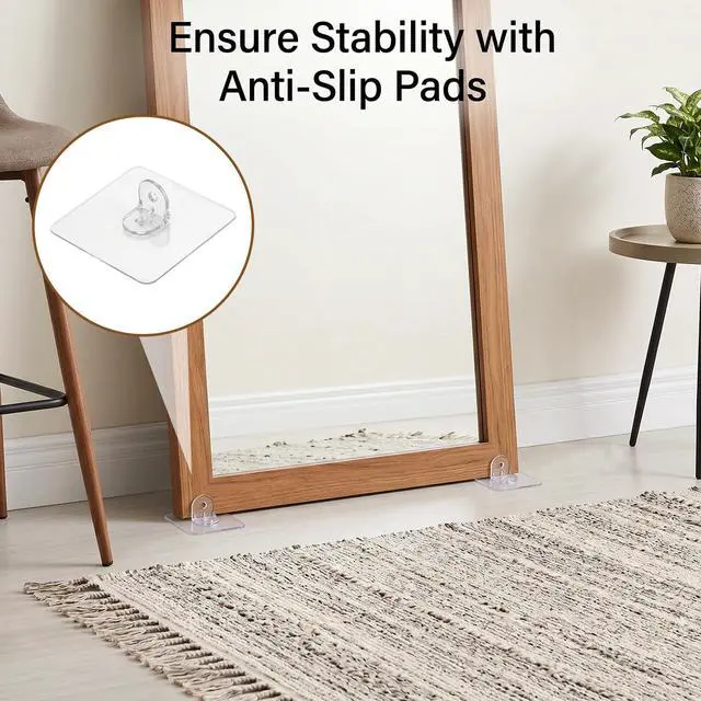 Alt view image 3 of 7 - Mirror Stand for Floor, 20 Pcs No Drill Leaning Mirror Stopper Plastic Mirrors Holder for Living Room Bedroom Bathroom Full Length Floor Mirrors, Stable Support