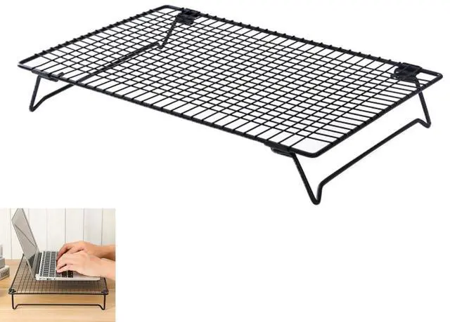Main image of Laptop Stand Low Profile Metal Foldable Laptop Riser Holder Ventilated Cooling Computer Notebook Stand for MacBook Air Pro MBA Computer Desktop Monitor Printer Mini PC Raise Screen to Eye Level