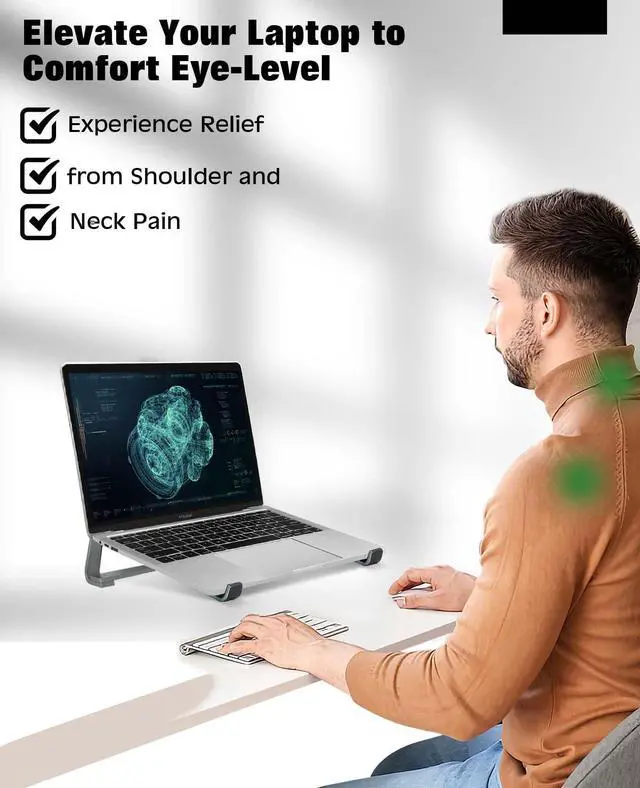Alt view image 2 of 7 - Laptop Stand for Desk - Aluminum Ergonomic Computer StandLaptop Riser, Cooling Laptop Holder, Compatible with MacBook Air Pro/Dell/HP/Lenovo/Alienware and 13-17 inches Laptops, Blue Grey