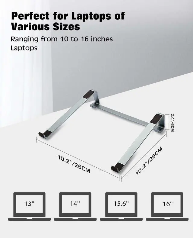 Alt view image 4 of 7 - Laptop Stand for Desk - Aluminum Ergonomic Computer StandLaptop Riser, Cooling Laptop Holder, Compatible with MacBook Air Pro/Dell/HP/Lenovo/Alienware and 13-17 inches Laptops, Blue Grey