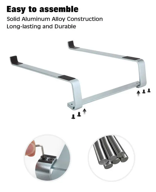 Alt view image 6 of 7 - Laptop Stand for Desk - Aluminum Ergonomic Computer StandLaptop Riser, Cooling Laptop Holder, Compatible with MacBook Air Pro/Dell/HP/Lenovo/Alienware and 13-17 inches Laptops, Blue Grey