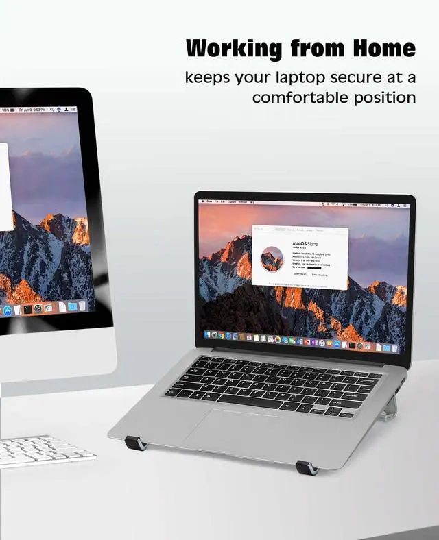 Alt view image 7 of 7 - Laptop Stand for Desk - Aluminum Ergonomic Computer StandLaptop Riser, Cooling Laptop Holder, Compatible with MacBook Air Pro/Dell/HP/Lenovo/Alienware and 13-17 inches Laptops, Blue Grey
