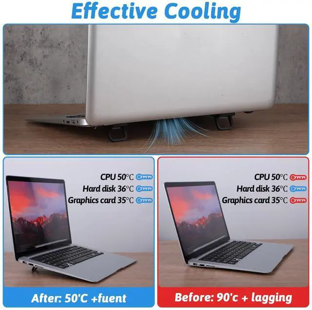Alt view image 2 of 7 - 4PCS Portable Keyboard Riser Self Adhesive Laptop Stand Invisible Mini Computer Feet for Desk Computer Keyboard Stand Laptop Holder with Anti Slip Silicone(Black+Silver)