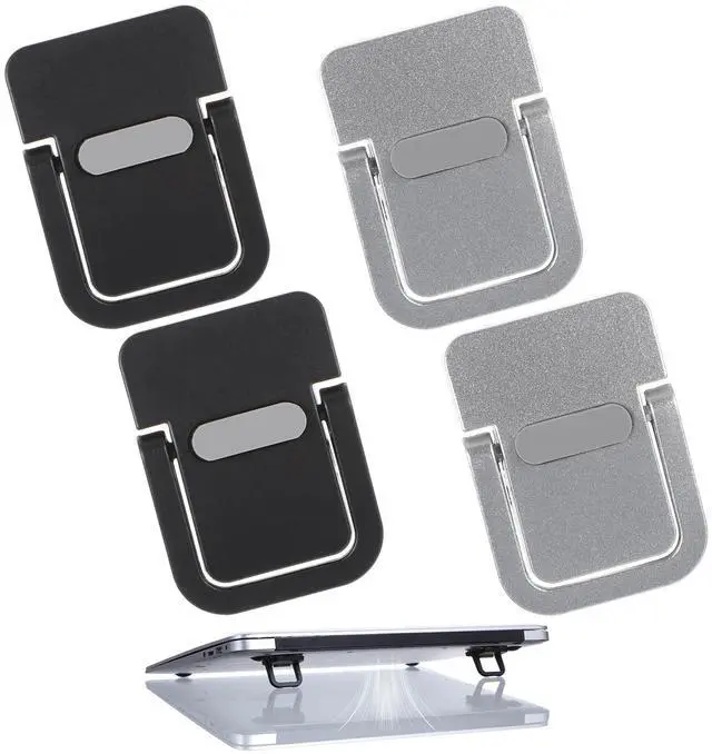 Main image of 4PCS Portable Keyboard Riser Self Adhesive Laptop Stand Invisible Mini Computer Feet for Desk Computer Keyboard Stand Laptop Holder with Anti Slip Silicone(Black+Silver)