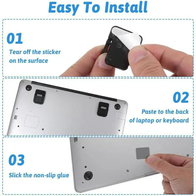 Alt view image 7 of 7 - 4PCS Portable Keyboard Riser Self Adhesive Laptop Stand Invisible Mini Computer Feet for Desk Computer Keyboard Stand Laptop Holder with Anti Slip Silicone(Black+Silver)