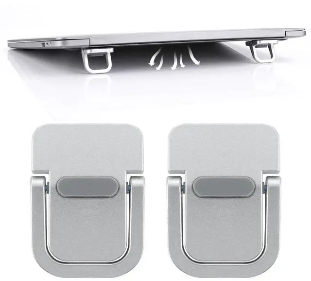 Main image of 2 Pcs Mini Portable Foldable Keyboard Stand for Desk, Invisible Laptop Stand, Self-Adhesive Keyboard Riser Feet for Most Keyboards (Silver), 10.24x4.72 inch