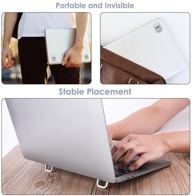 Alt view image 2 of 7 - 2 Pcs Mini Portable Foldable Keyboard Stand for Desk, Invisible Laptop Stand, Self-Adhesive Keyboard Riser Feet for Most Keyboards (Silver), 10.24x4.72 inch