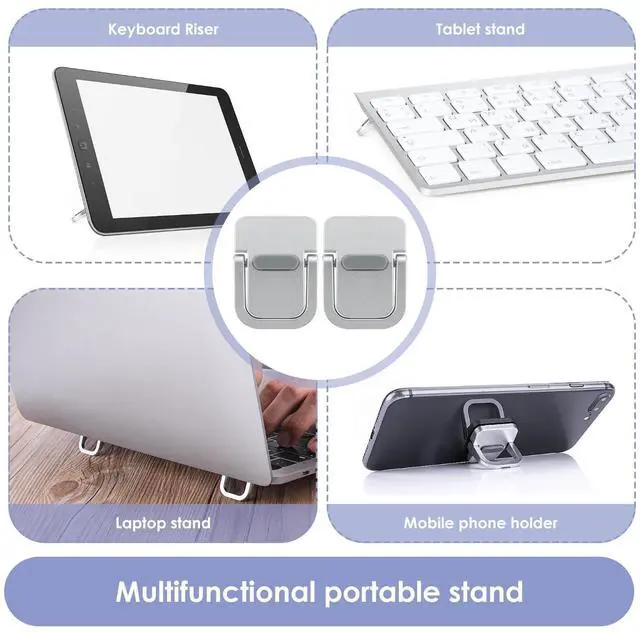 Alt view image 3 of 7 - 2 Pcs Mini Portable Foldable Keyboard Stand for Desk, Invisible Laptop Stand, Self-Adhesive Keyboard Riser Feet for Most Keyboards (Silver), 10.24x4.72 inch