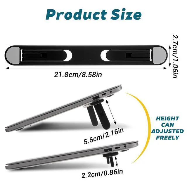 Alt view image 3 of 7 - Foldable Keyboard Riser Stand, Self-Adjusting Laptop Feet with Dual Angles Small Computer Stand Portable PP Computer Keyboard Lift for Desk