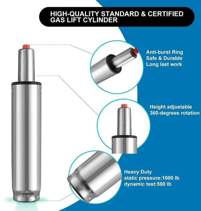 Alt view image 2 of 7 - Gas Lift Cylinder Replacement: Pneumatic Shock Piston for Tall Chairs & Stools - Lift Mechanism 1000 lbs Capacity Universal Size - Stroke Length 13.5"-21.5" (8" Stroke)