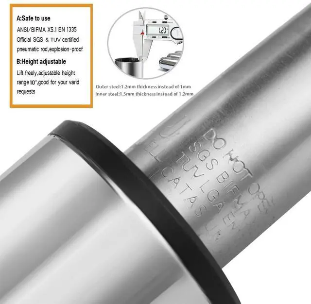 Alt view image 5 of 7 - Gas Lift Cylinder Replacement: Pneumatic Shock Piston for Tall Chairs & Stools - Lift Mechanism 1000 lbs Capacity Universal Size - Stroke Length 13.5"-21.5" (8" Stroke)