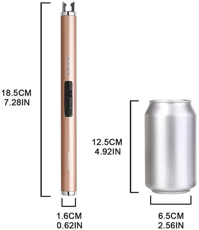 Alt view image 4 of 7 - Rechargeable Electric Candle Lighter, Arc Plasma Windproof Lighter for Candle Kitchen Birthday, Christmas Stocking Stuffers Gifts for Mom Men Wife with Type-C Cable, Gold