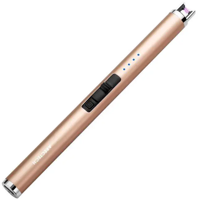 Main image of Rechargeable Electric Candle Lighter, Arc Plasma Windproof Lighter for Candle Kitchen Birthday, Christmas Stocking Stuffers Gifts for Mom Men Wife with Type-C Cable, Gold