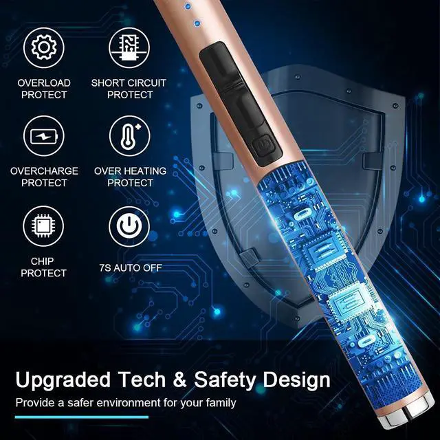 Alt view image 5 of 7 - Rechargeable Electric Candle Lighter, Arc Plasma Windproof Lighter for Candle Kitchen Birthday, Christmas Stocking Stuffers Gifts for Mom Men Wife with Type-C Cable, Gold