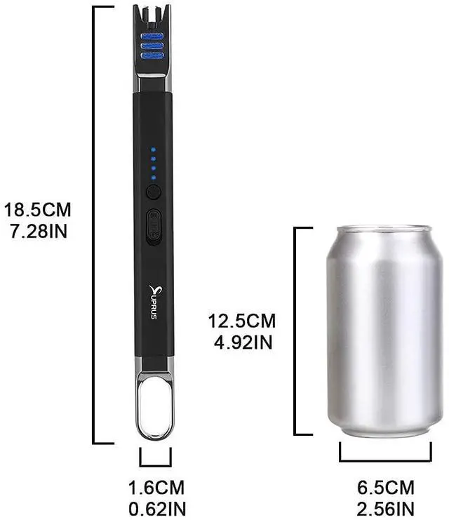 Alt view image 7 of 7 - Candle Electric Arc Lighter Windproof Flameless USB Rechargeable Lighter with LED Light for Candle Camping BBQ Cooking (Black)