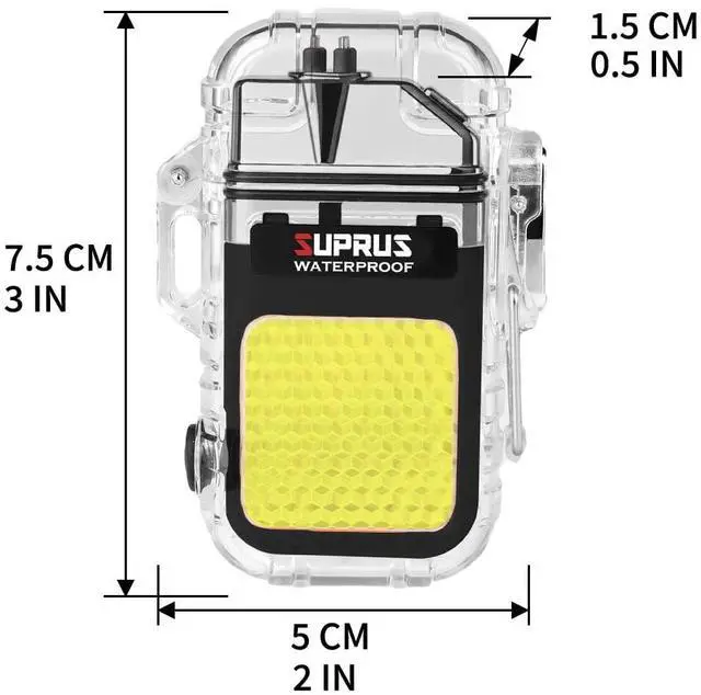 Alt view image 7 of 7 - Waterproof 3 Modes of Flashlight Windproof Lighter Dual Arc Electric Rechargeable Dual Arc Plasma Lighter with Survival Emergency Whistle and Lanyard (Black)