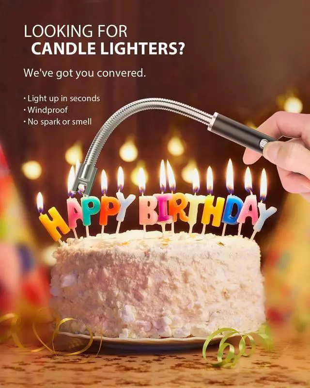 Alt view image 5 of 7 - Electric Lighter - Rechargeable Type C with LED Display, Flexible Neck Plasma Arc Lighter for Fireworks, Gas Stove, BBQ