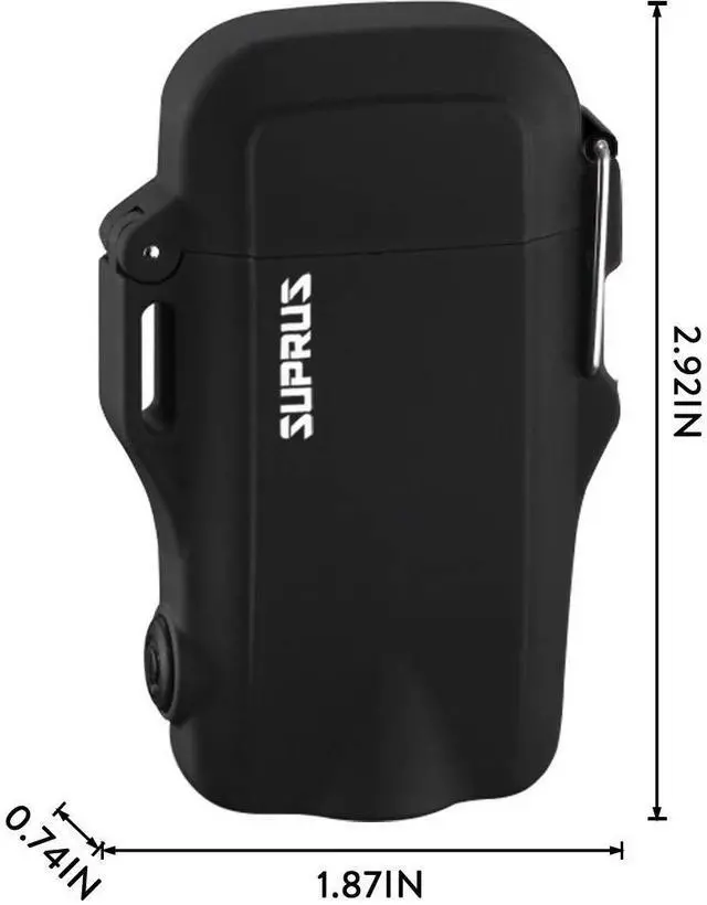 Alt view image 4 of 4 - Waterproof 3 Modes of Flashlight Windproof Lighter Dual Arc Electric Rechargeable Dual Arc Plasma Lighters with Survival Emergency Whistle and Lanyard