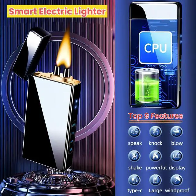 Alt view image 2 of 7 - Smart Electric Lighter with 4 Ignition Modes, High Power Pulse Plasma Arc Lighter, Windproof Electronic Lighters, Rechargeable USB Lighters with Safety Lock (Silver Ice)