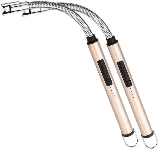 Main image of Electric Arc Candle Lighter Flameless Rechargeable USB Long Lighters for Candle Cooking BBQs Fireworks Gold 2 Pack