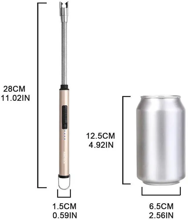 Alt view image 6 of 7 - Electric Arc Candle Lighter Flameless Rechargeable USB Long Lighters for Candle Cooking BBQs Fireworks Gold 2 Pack