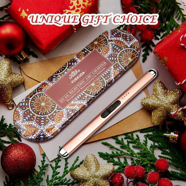 Alt view image 6 of 6 - Dual Arc Electric Candle Lighter Gift Box Rechargeable USB Lighter Gifts for Women Men Plasma Arc Lighters for Candle Gift Choice (Rose Gold)