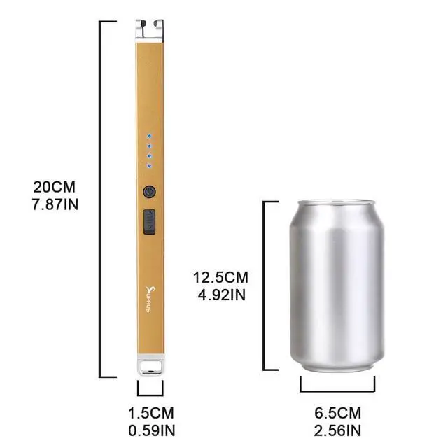 Alt view image 7 of 7 - Electric Arc Windproof USB Lighter Flameless Rechargeable Lighter with Safety Lock for Candle (Gold, 3Packs)