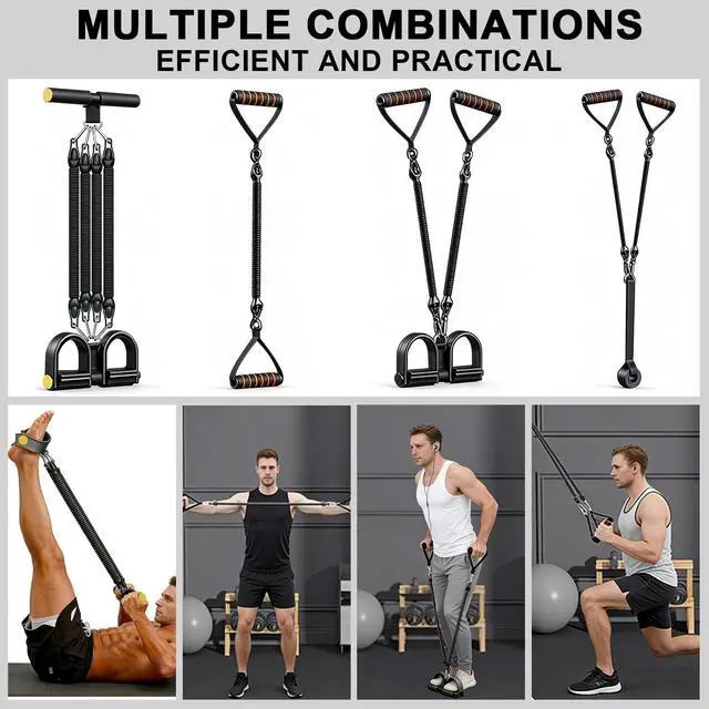 Alt view image 4 of 5 - Pedal Resistance Band,Multifunction Adjustable Sit-up Bodybuilding Abdominal Trainer,Elastic Pull Rope Fitness Equipment for Abdomen,Waist,Leg,Arm,Home Gym Workout,Postpartum Recovery&Body Shaping