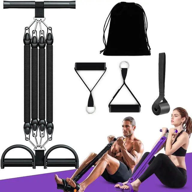 Main image of 2026 Upgrade Foot Pedal Resistance Band, Adjustable 4-Tube Pedal Ankle Puller Resistance Band with Handle, Multifunction Home Gym Equipment, Stirrup Puller for Men Women for Full Body Exercise - Black