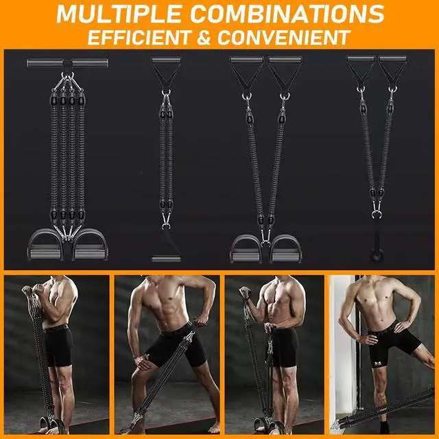 Alt view image 5 of 7 - 2026 Upgrade Foot Pedal Resistance Band, Adjustable 4-Tube Pedal Ankle Puller Resistance Band with Handle, Multifunction Home Gym Equipment, Stirrup Puller for Men Women for Full Body Exercise - Black