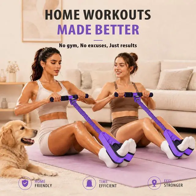 Alt view image 6 of 7 - Multifunctional Durable Pedal Resistance Band with Handle, Upgraded Elastic Exercise Bands for Home Gym, Anti-Snap Sit Up Equipment & Ab Trainer for Core/Arms/Legs/Glutes Workout for Women