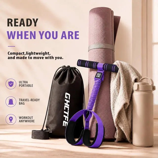 Alt view image 7 of 7 - Multifunctional Durable Pedal Resistance Band with Handle, Upgraded Elastic Exercise Bands for Home Gym, Anti-Snap Sit Up Equipment & Ab Trainer for Core/Arms/Legs/Glutes Workout for Women